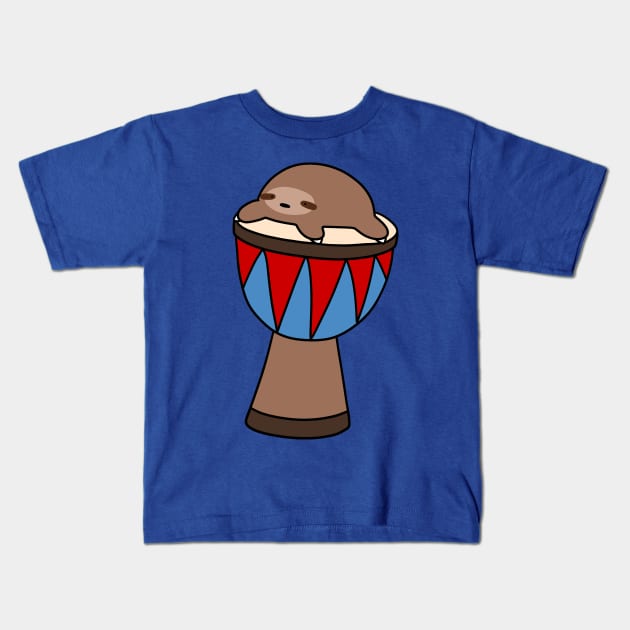 Little Sloth and Djembe Kids T-Shirt by saradaboru